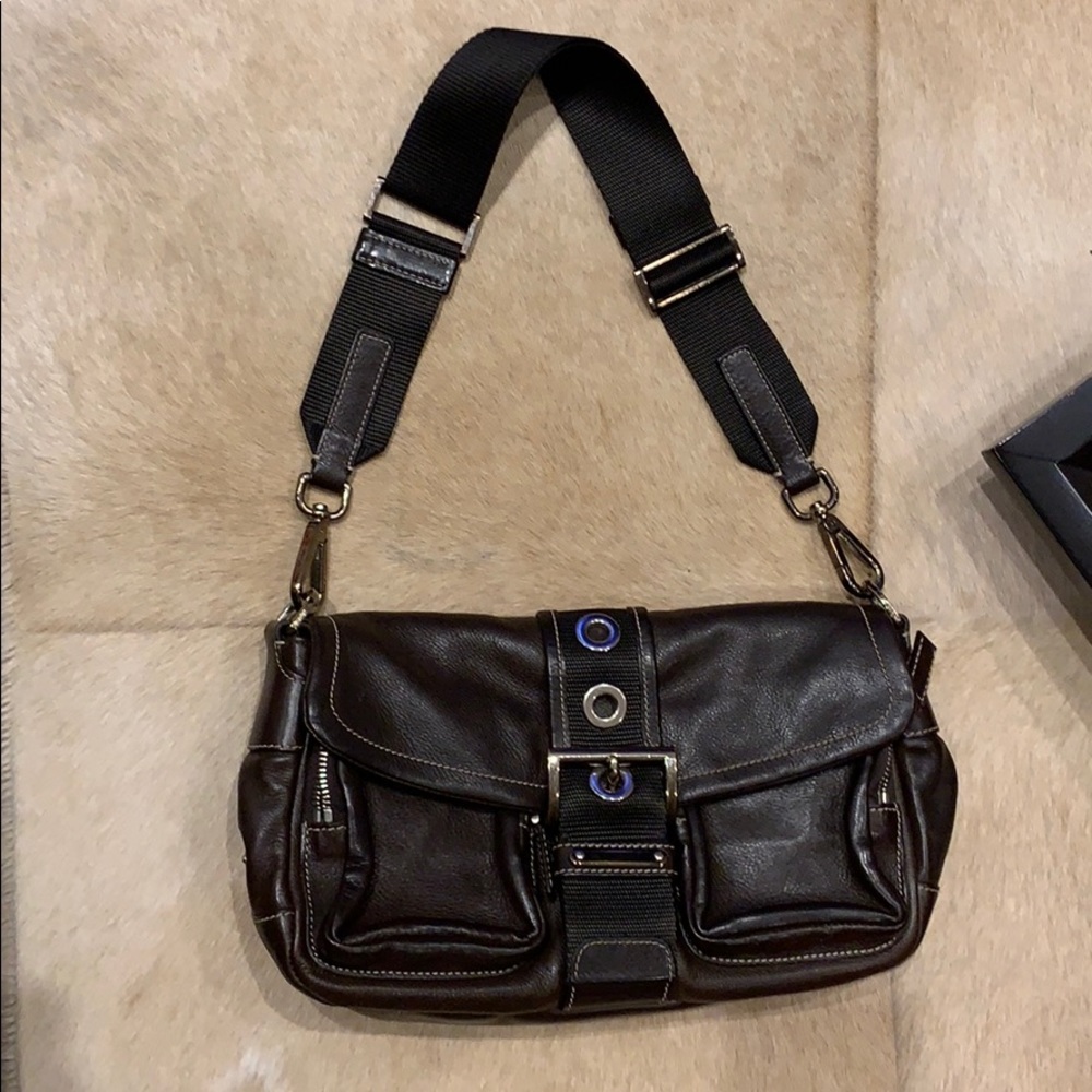 Small Prada brown leather shoulder bag
